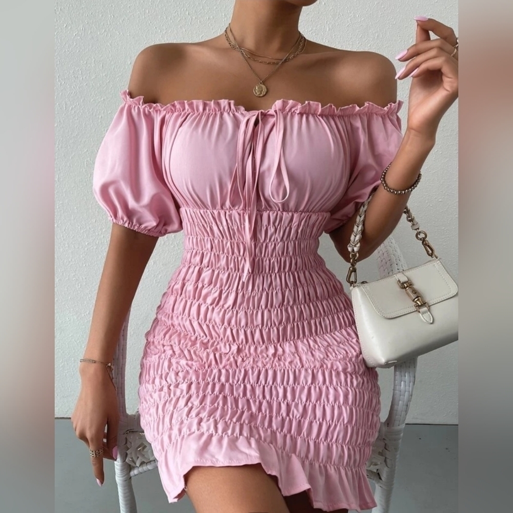 NWT Pink Off Shoulder Boho Dress